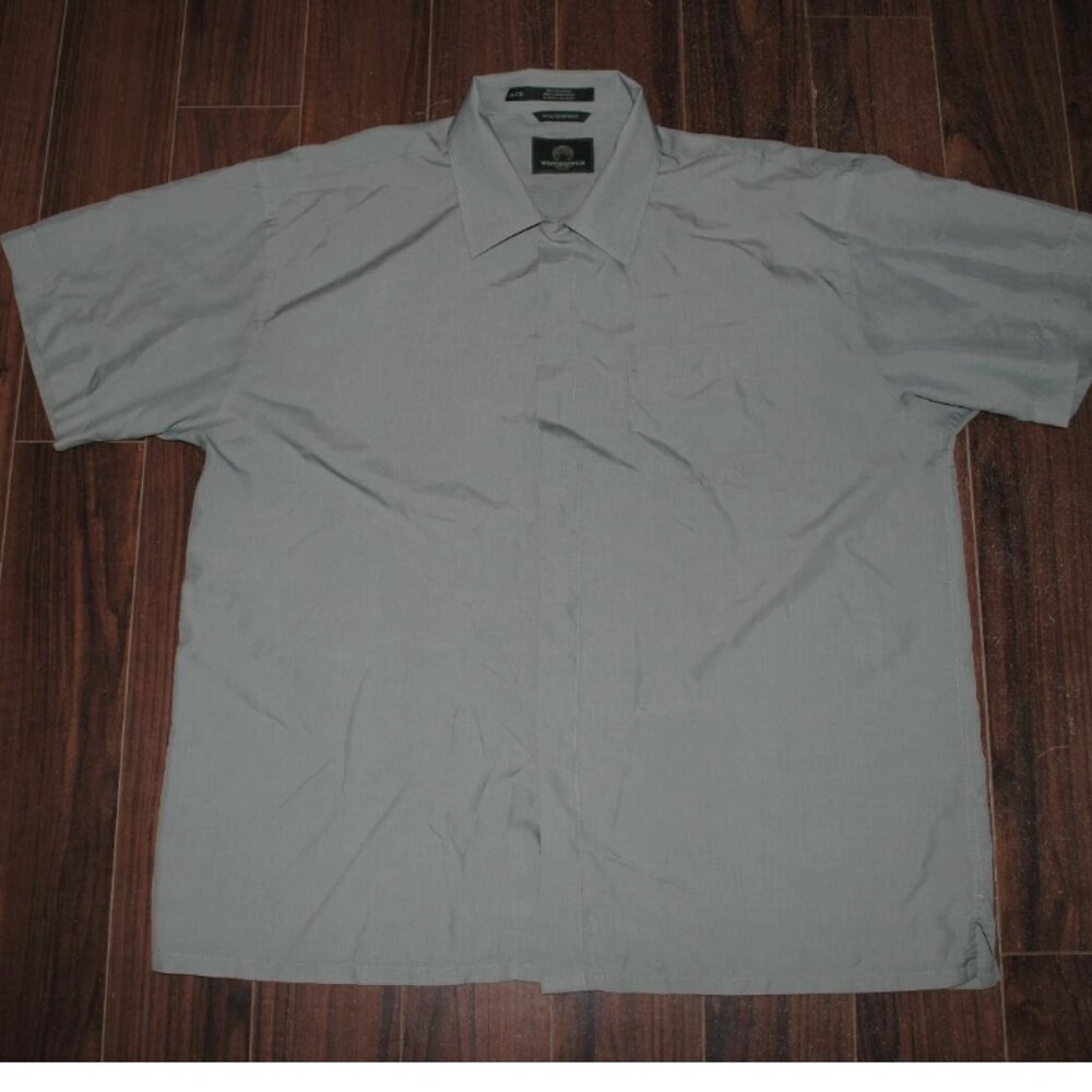 Weatherproof Button Up Short Sleeve Green Shirt 2XL Chest 54" Polyester